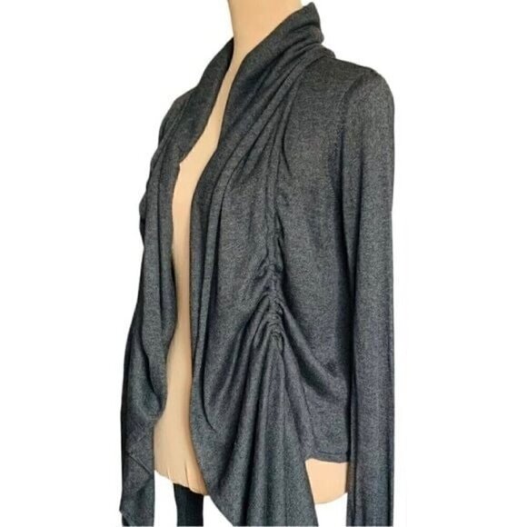 Gold Hawk Open Front Cardigan Sz.M Gray Silk Cashmere Blend Thumbhole Grunge Y2K - Picture 8 of 11